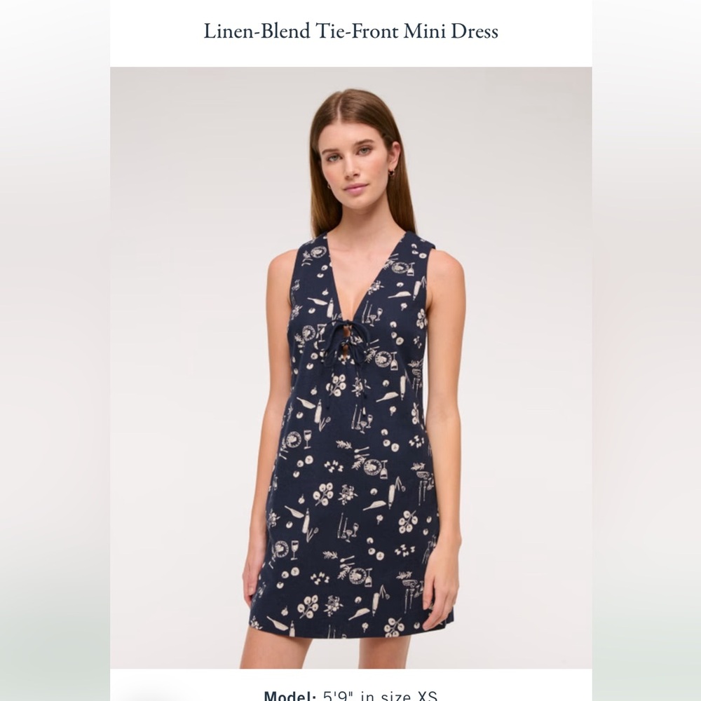 Abercrombie & Fitch Navy Dress with Ivory Print